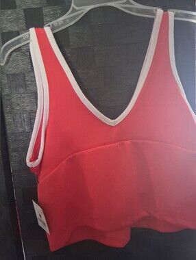 Pro Player Red Crop Tank Top with White Trim